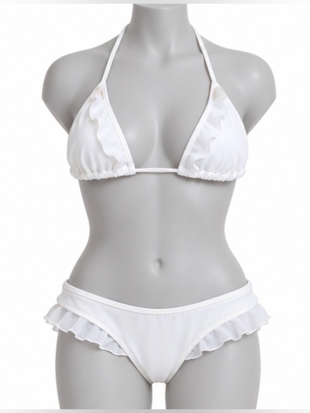 Victoria's Secret White Ruffle Triangle Bikini